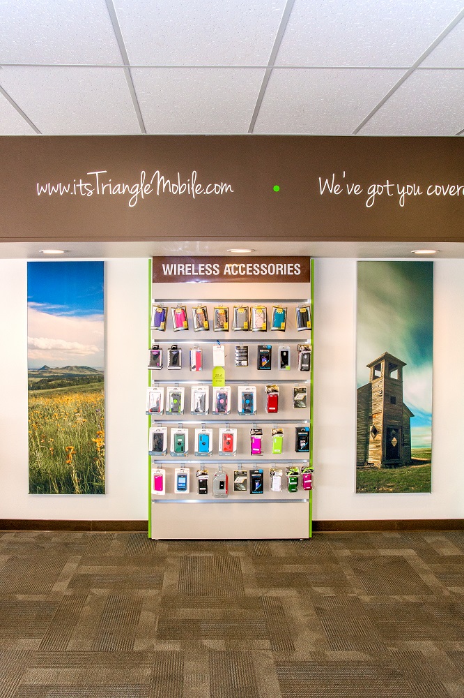 My photos were recently purchased and used as part of a retail point-of-sale display in a Triangle Mobile store in Havre, Montana. The photograph on the right is that of the old Cottonwood Church north of Havre.