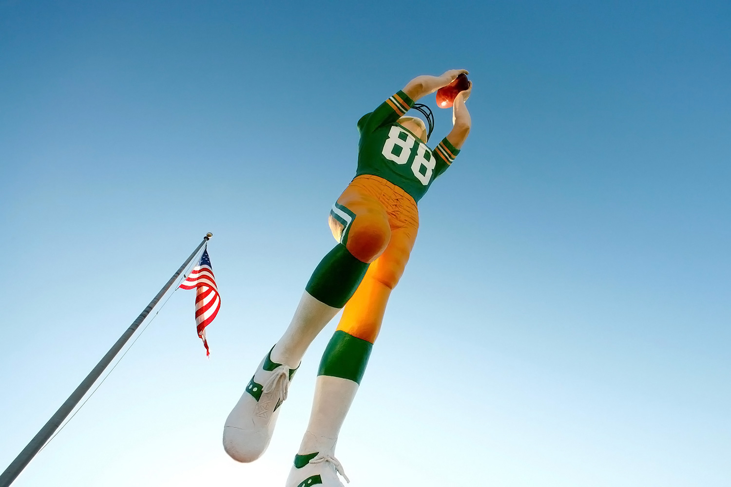 The "Packers Receiver" statue, which is a landmark in downtown Green Bay, Wisconsin. → Buy a Print