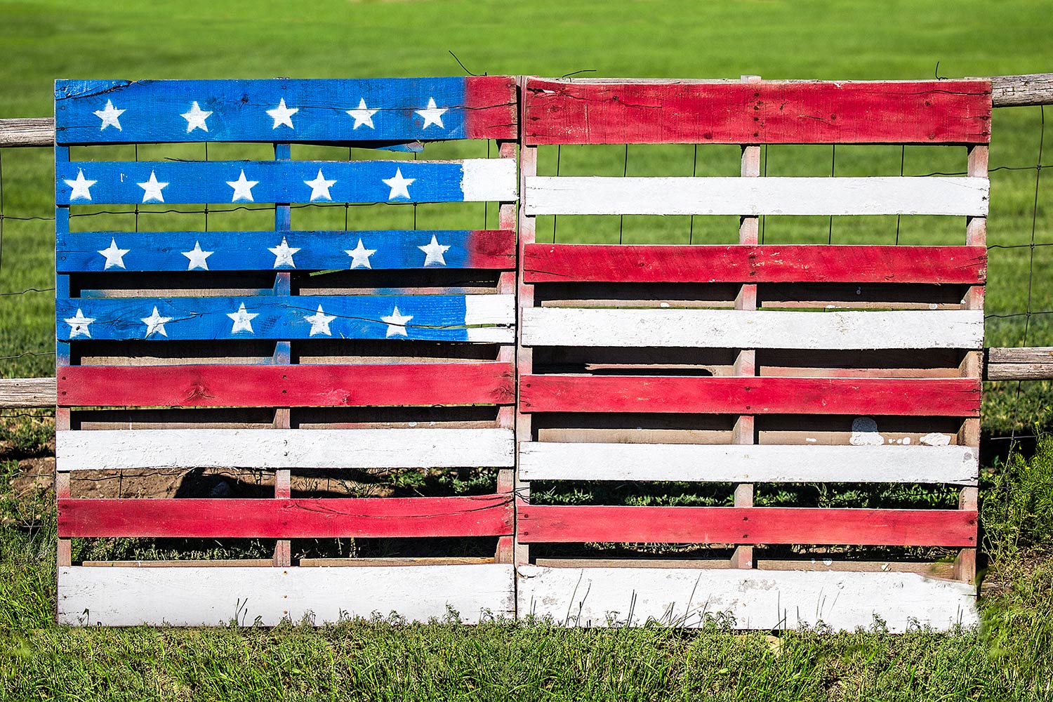 Wooden pallets repurposed and painted with the American flag celebrate the American spirit near White Sulphur Springs, Montana.&nbsp;→ Buy a Print