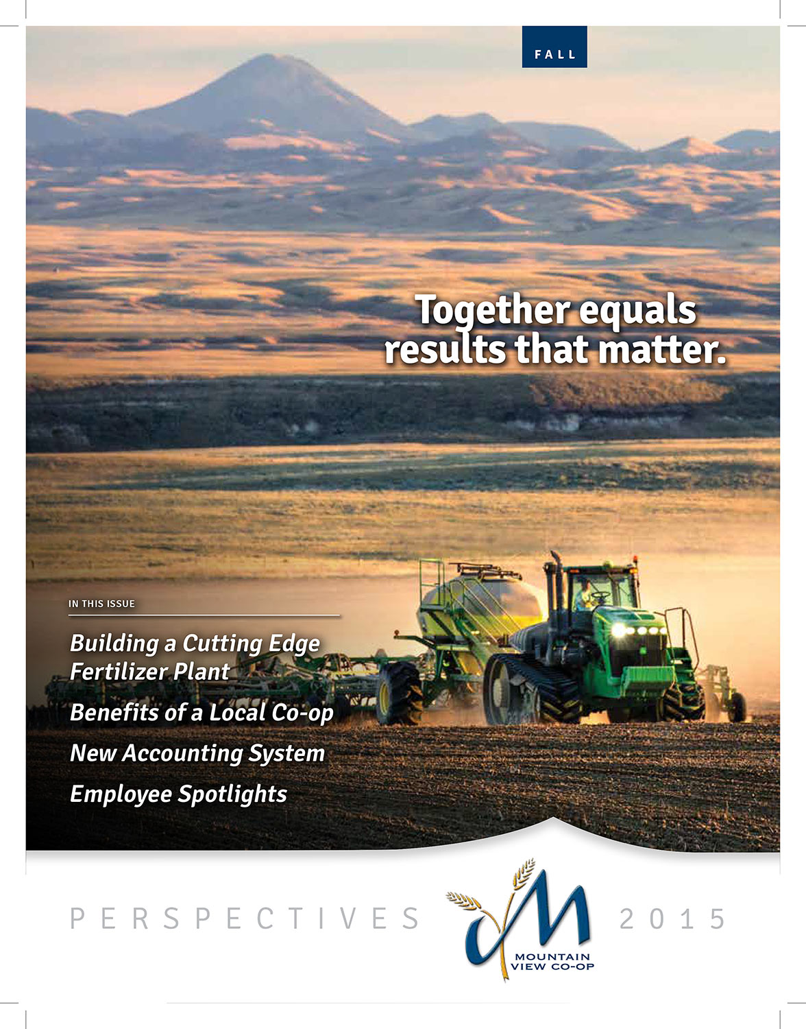 This is one of my agricultural photos published on the cover of the rural Mountain View Co-op autumn 2015 quarterly publication.