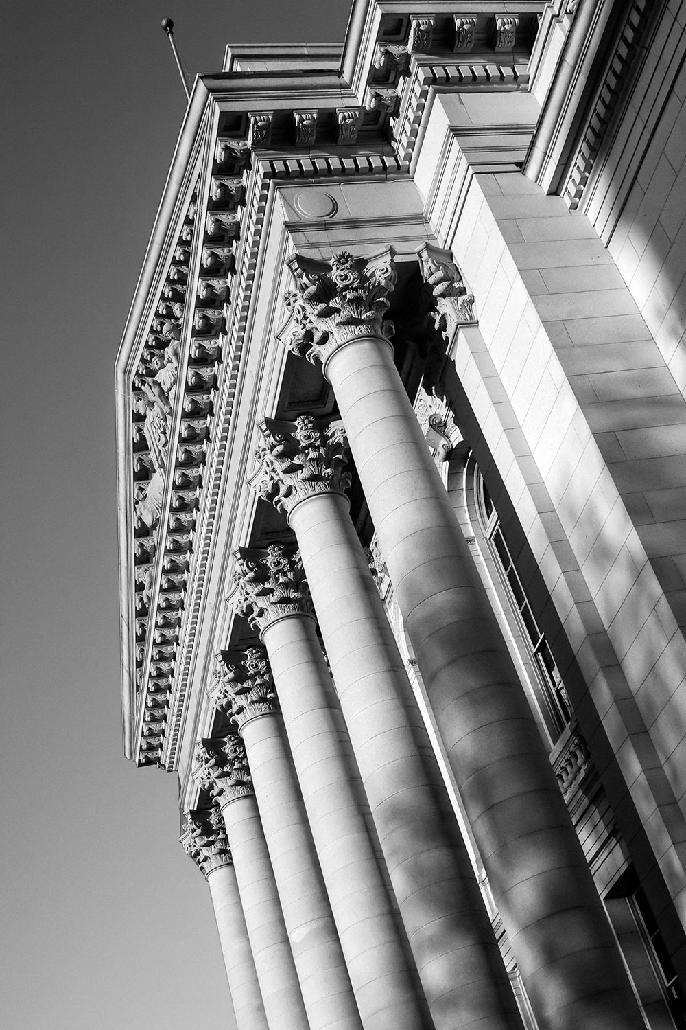 A vertical view of the columns on the Wisconsin State Capitol in Madison, Wisconsin.&nbsp;→ Buy a Print