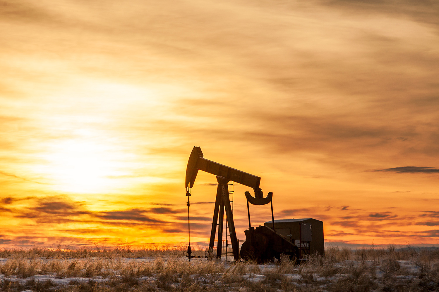 An oil pumpjack pumping petroleum against a brilliant sky south of Chinook, Montana.&nbsp;→ Buy a Print