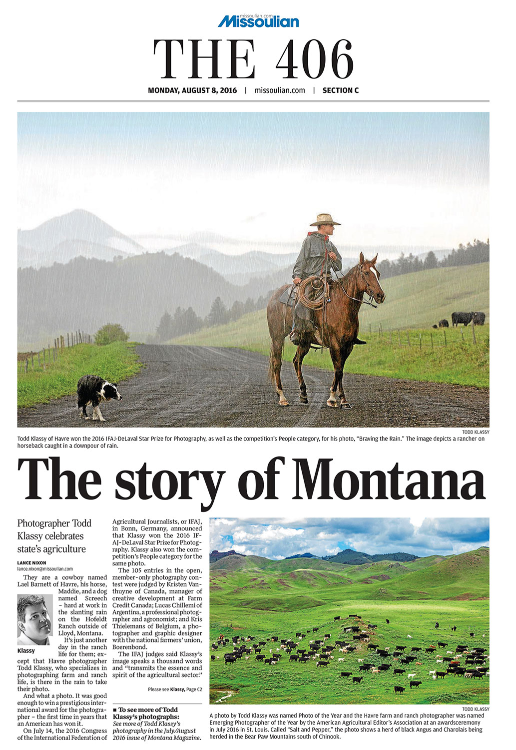Feature Article About Todd Klassy Cowboy Photography in Missoulian Newspaper