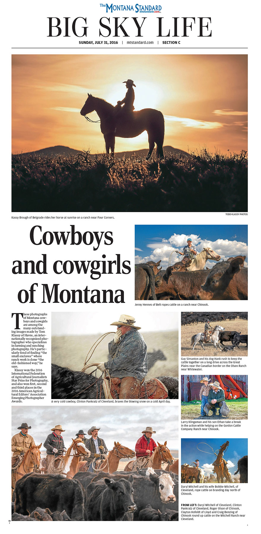 My Cowboy Photos Appeared in The Montana Standard Newspaper