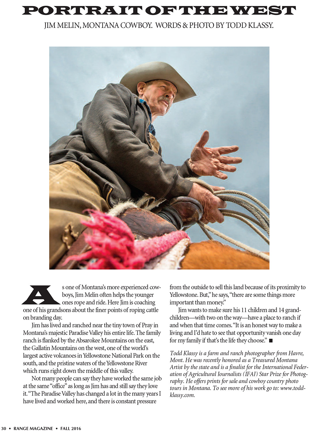 Portrait Photos of a Cowboy Appear in Range Magazine