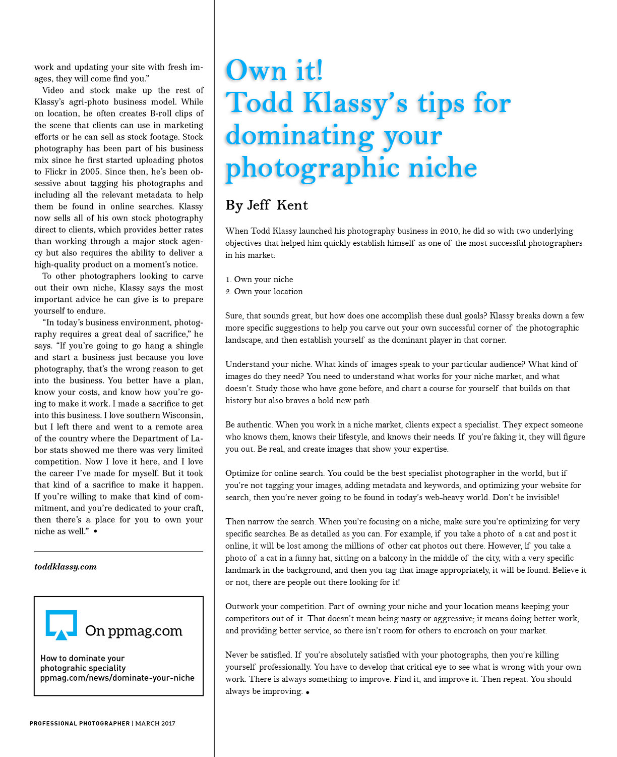 Farm and Ranch Photos Article in Professional Photographers Magazine