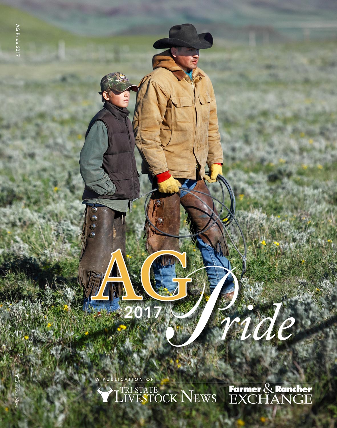Cowboy and Son Photo on Cover of Agriculture Publication