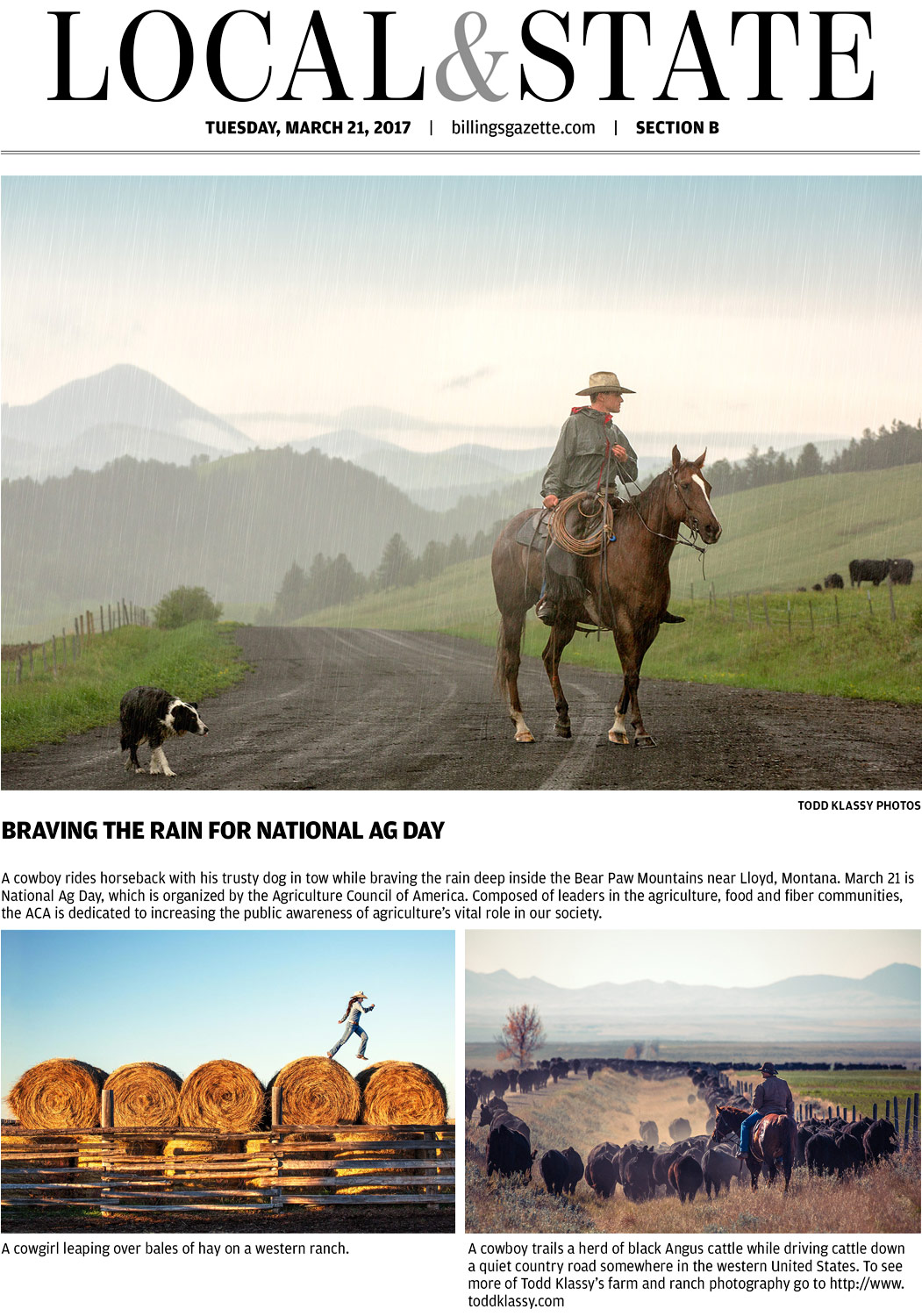 Agriculture photos appear in Billings Gazette for National Ag Day