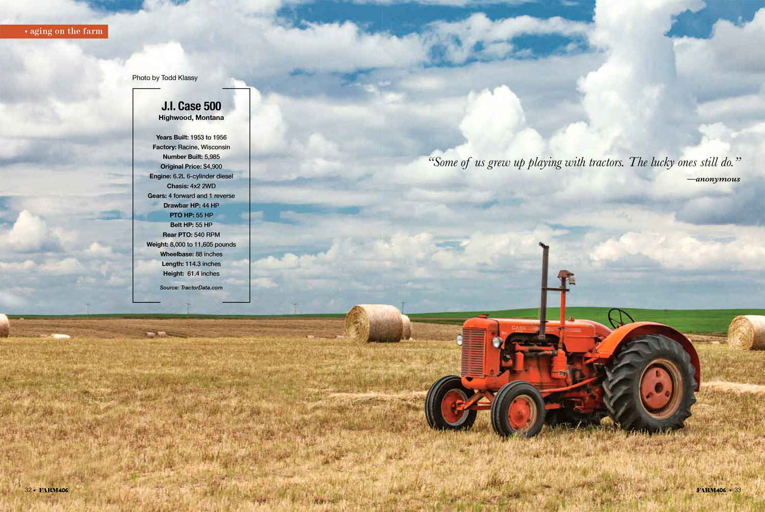 Old Case farm equipment photo featured in Montana agriculture magazine