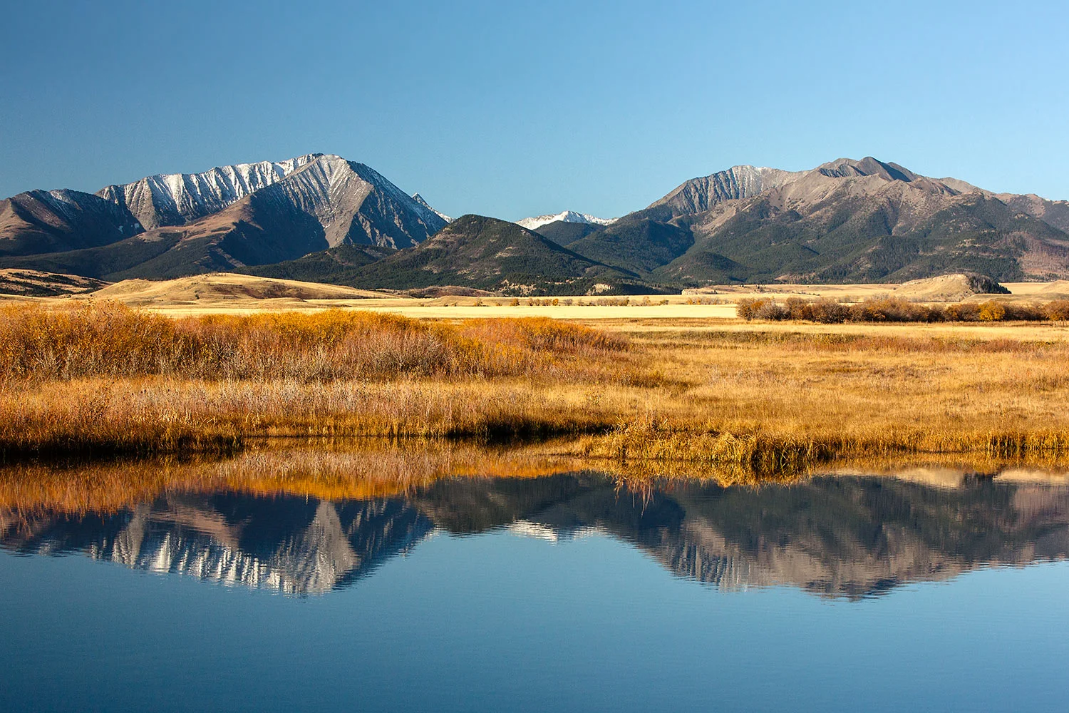 Crazy Mountains reflections near Melville, Montana. → Buy a Print or License Photo