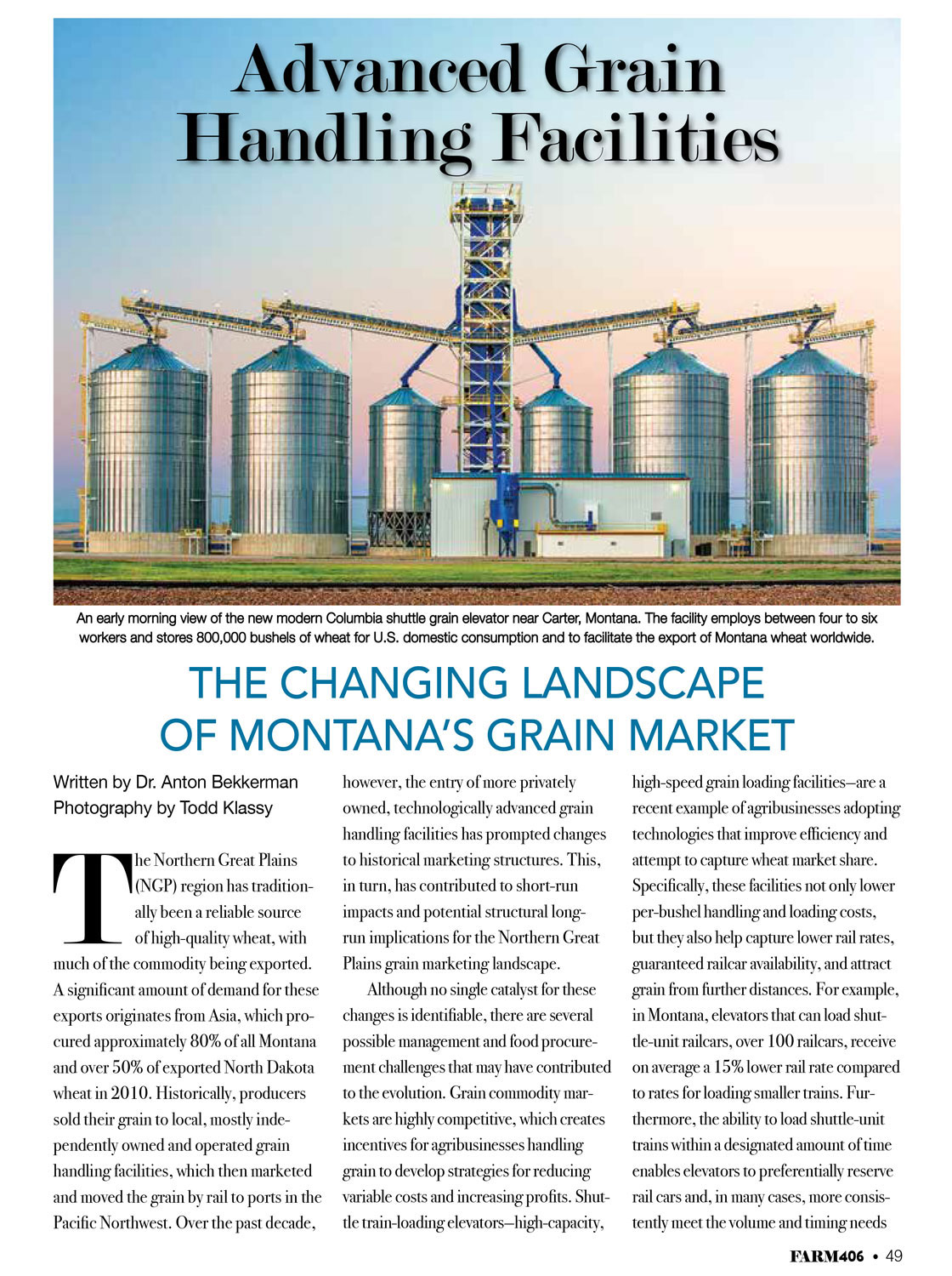 Photos of grain elevators featured in agriculture magazine