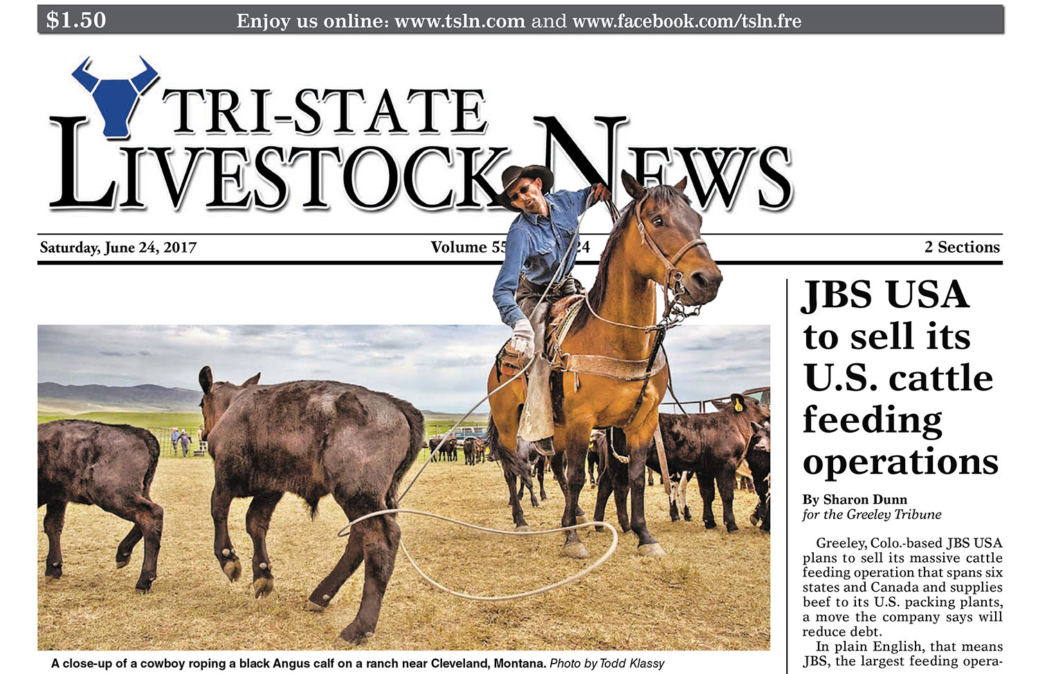 Tri-State Livestock News Western Photography Front Page Cover