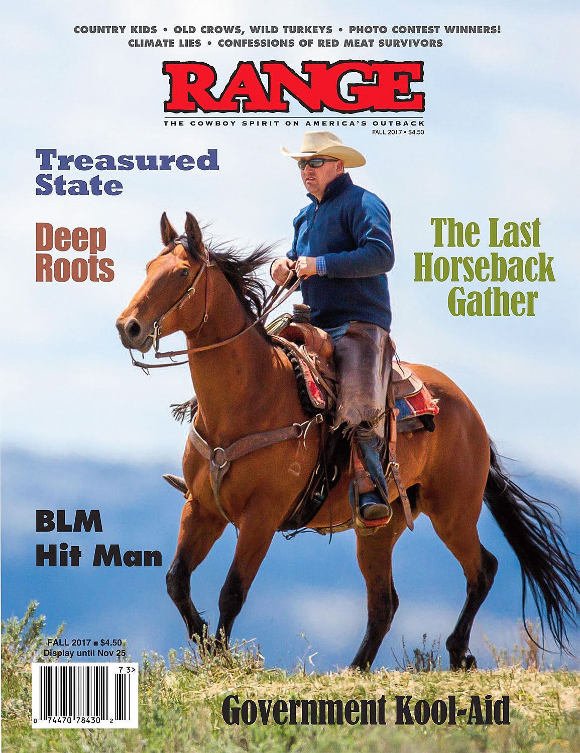 One of my many photos of cowboys appears here on the cover of the fall 2017 issue of Range Magazine, which hits the newsstands in another few weeks.