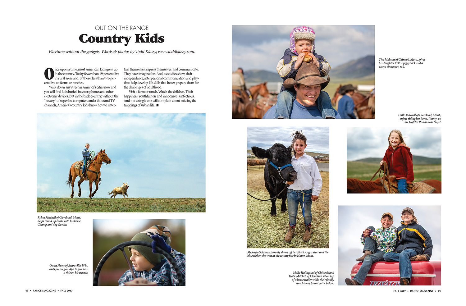 Photos of country kids featured in Range Magazine photo essay