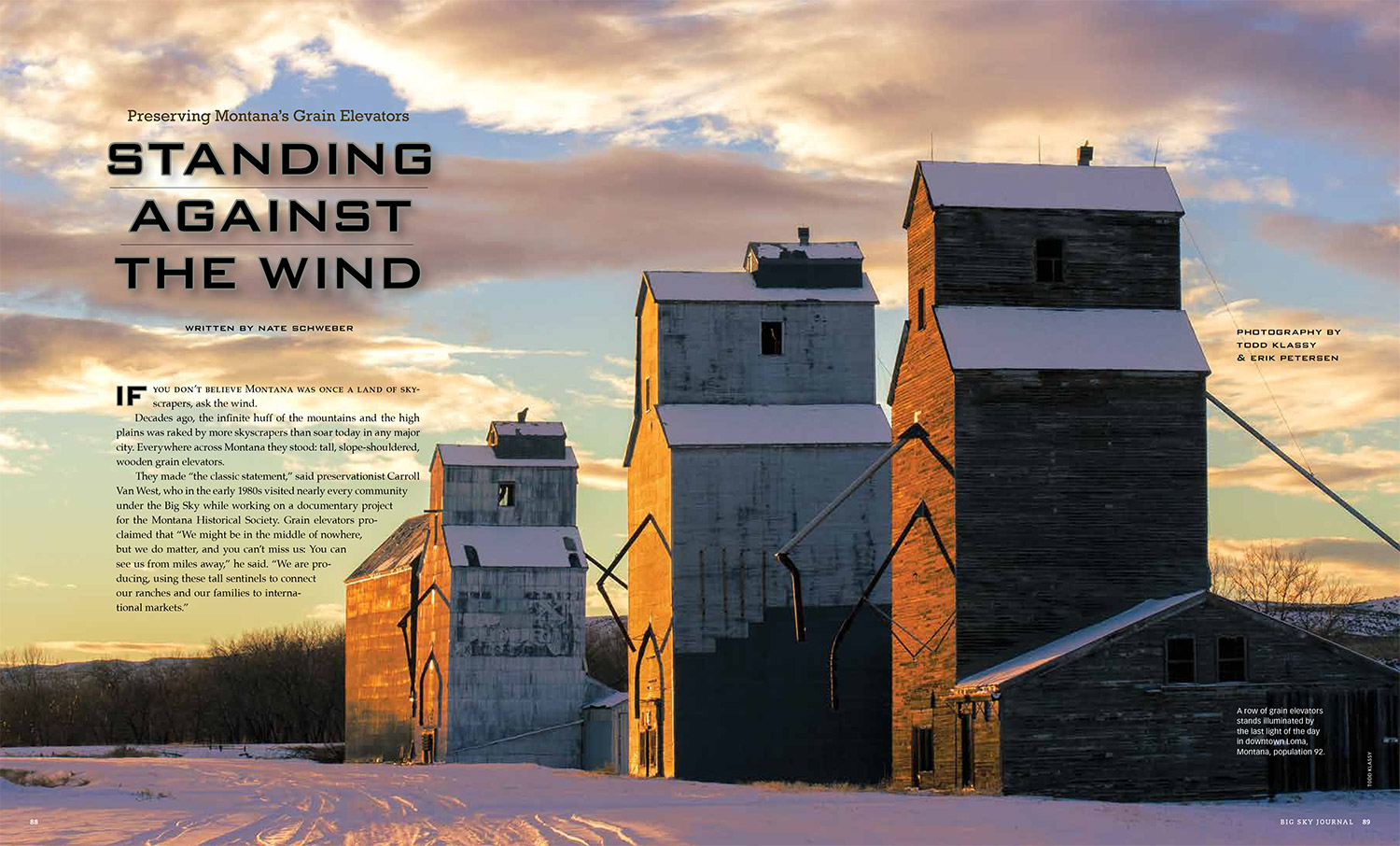 Photos of Grain Elevators in Montana in Big Sky Journal Magazine Stock Photography