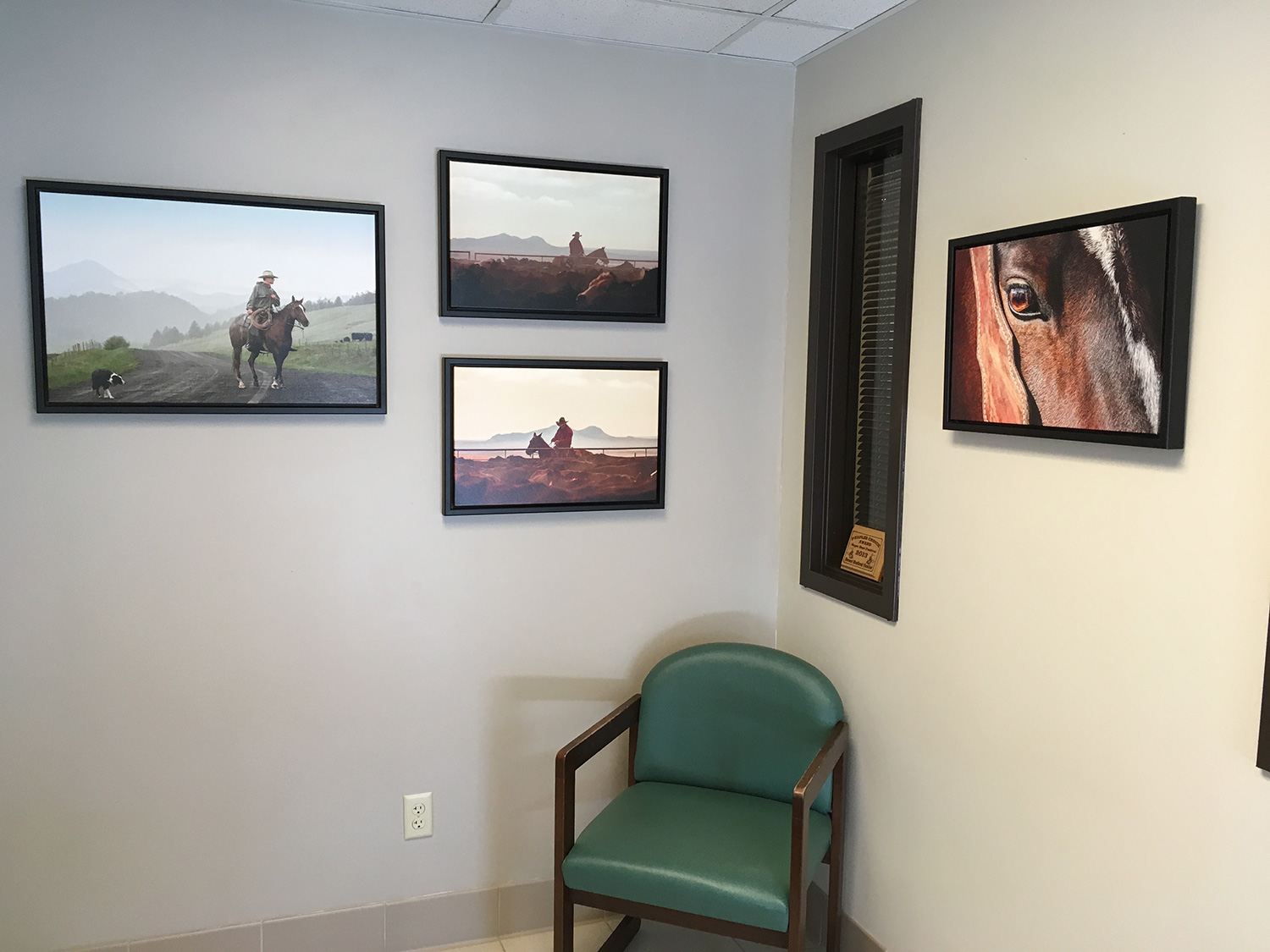 Photos on display at Sweet Medical Center in Chinook, Montana