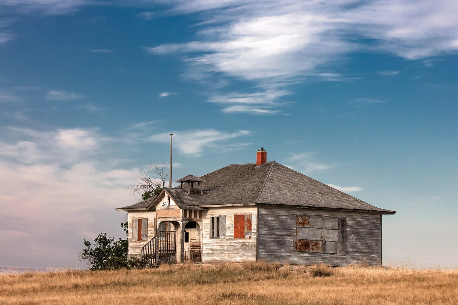 The old abandoned schoolhouse in Collins, Montana. → Buy a Print or License Photo