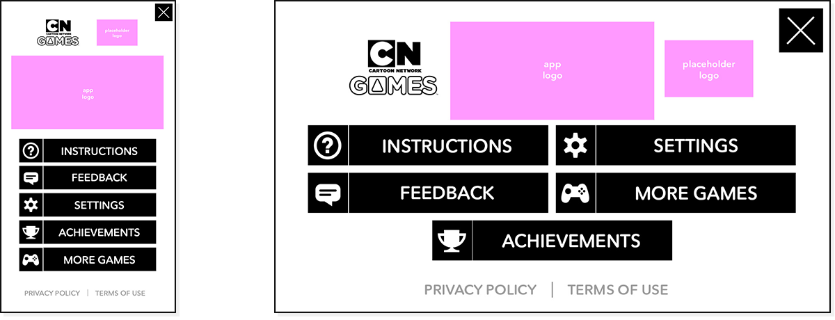 New universal menu system for CN Games with branding applied