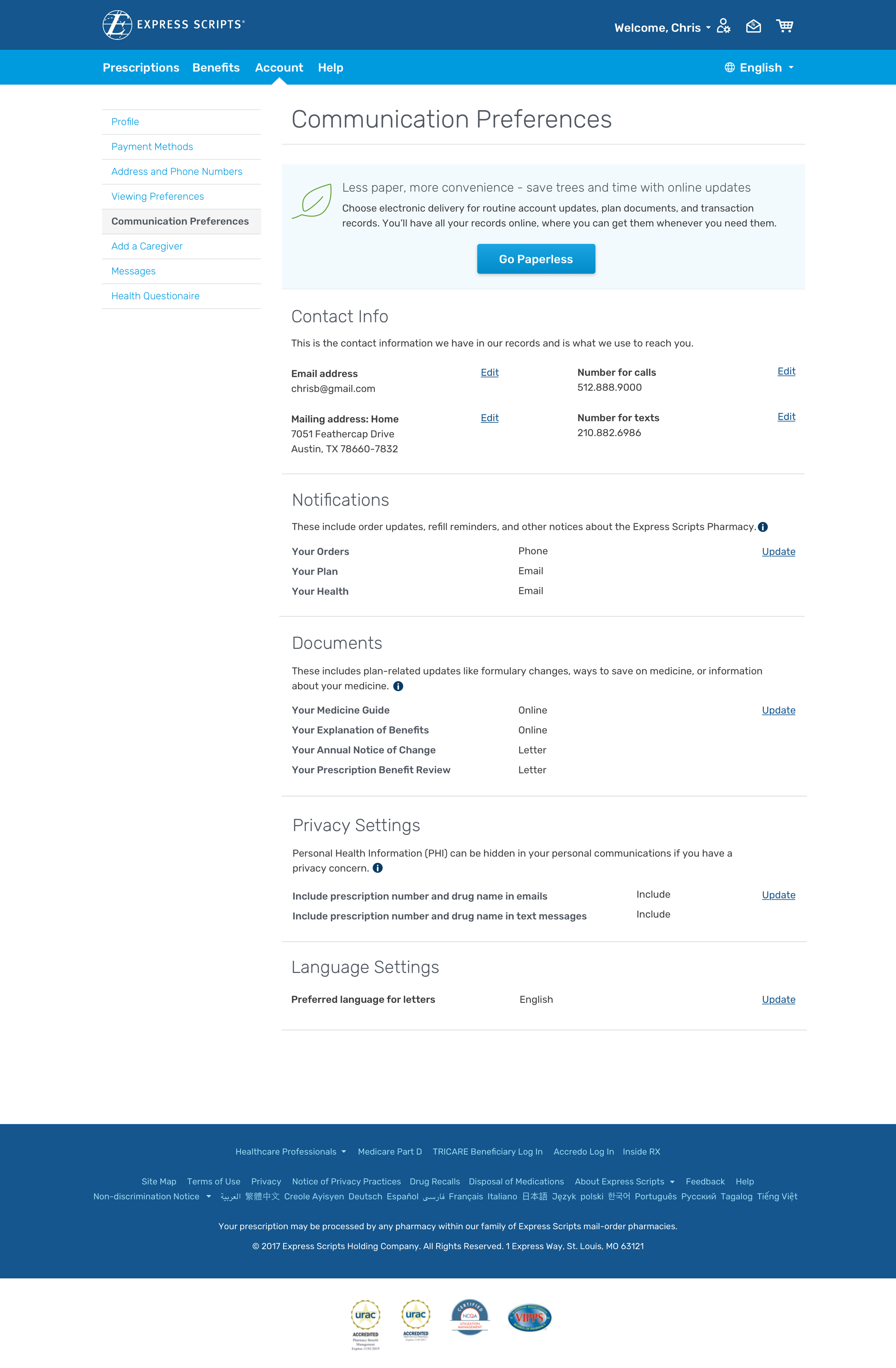 Express Scripts Registration — kathleen johnson