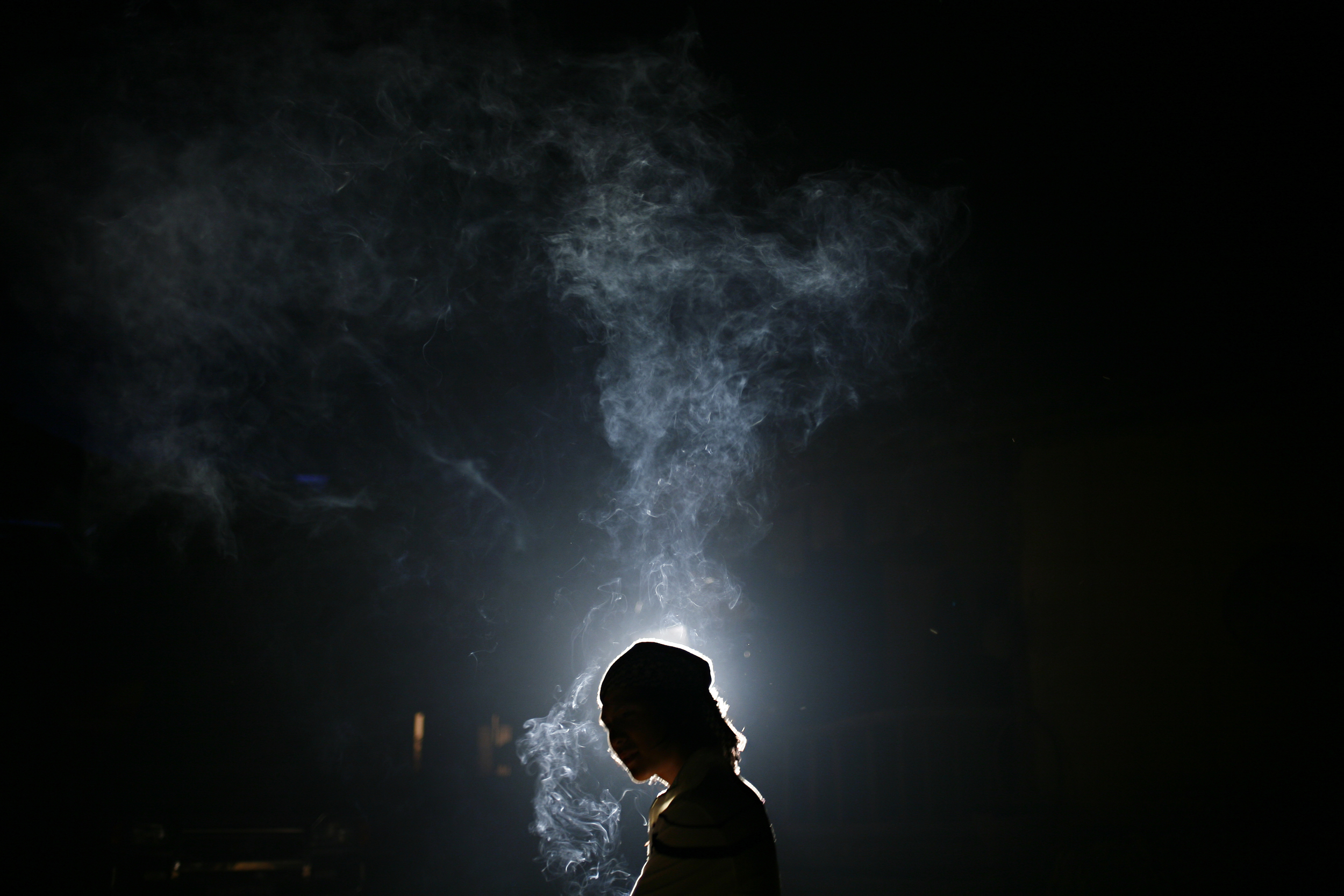 A crew member's silhouette.
