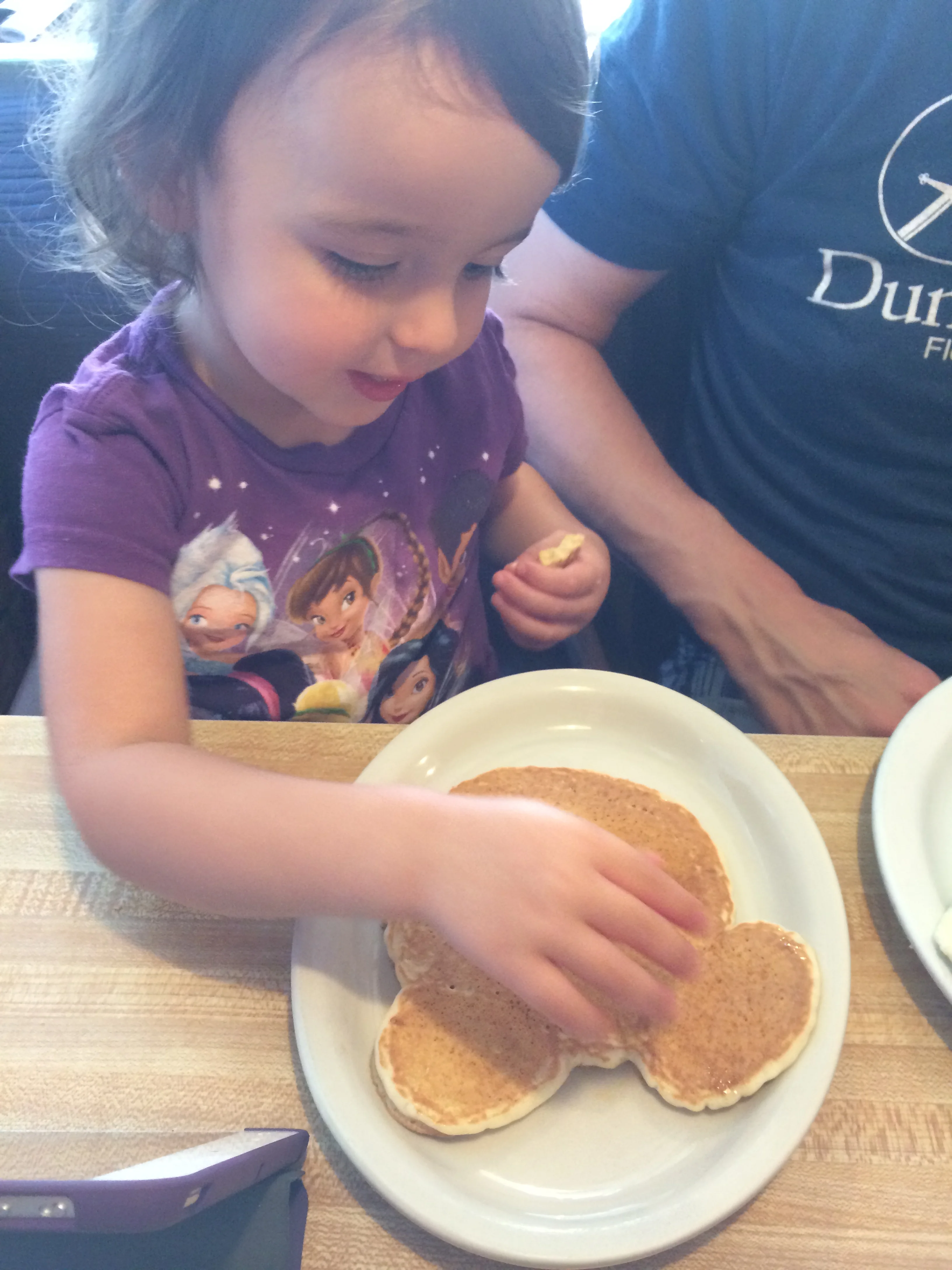 Mickey Mouse pancake at our local diner, Patsio's