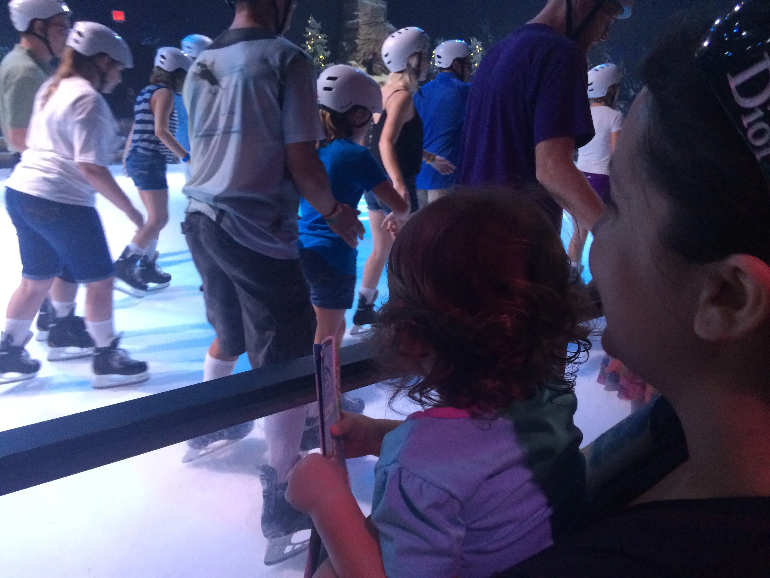 Watching the ice skaters at Frozen Funland