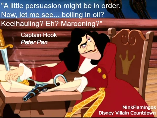 The way Hook says "marooning" is one of my favorite Disney Villain vocal moments of all time