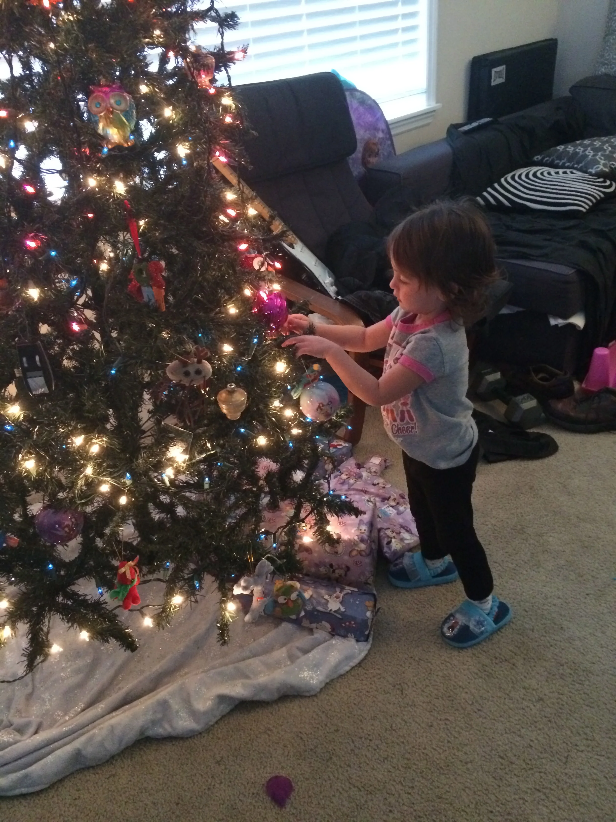 Only sturdy ornaments allowed within toddler reach!