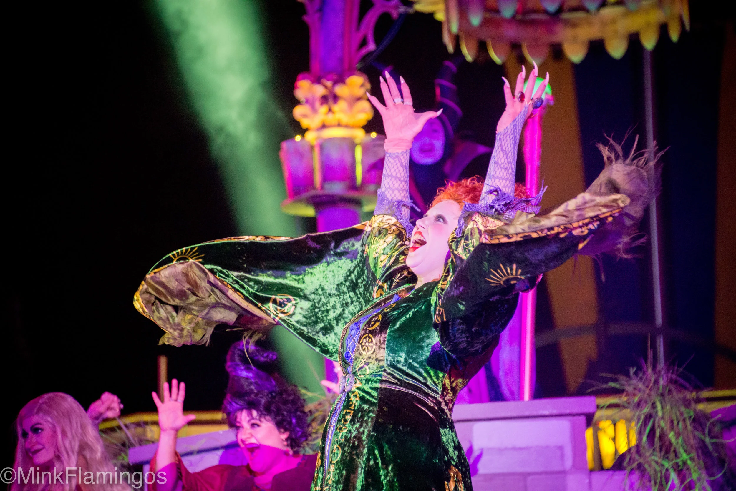 A VR Zoom lens and a shutter speed of 1/320 help to cut down on motion blur for Hocus Pocus Villain Spelltacular