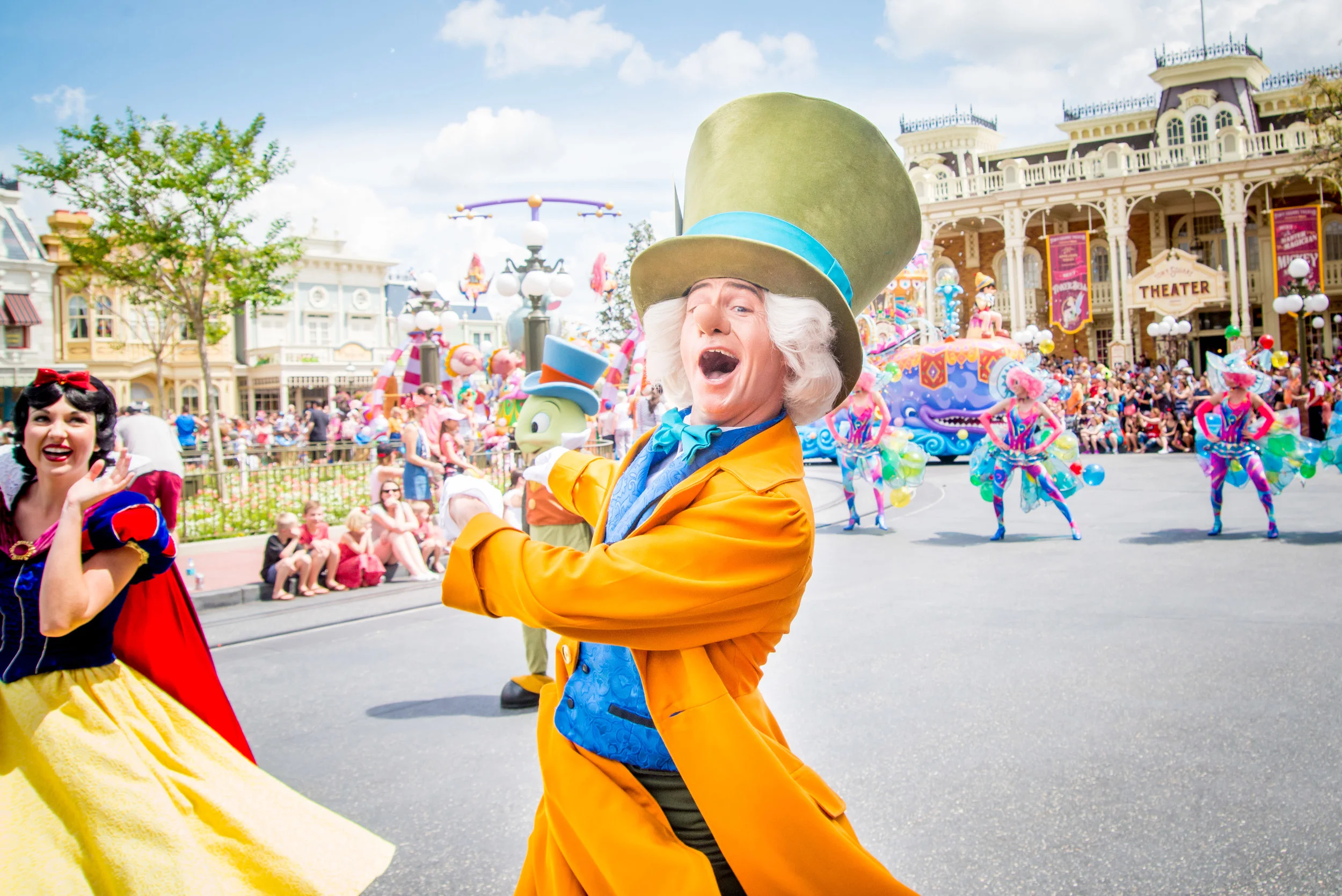 28mm (How far is Hatter from Jiminy Cricket? How far is the camera from Hatter?)