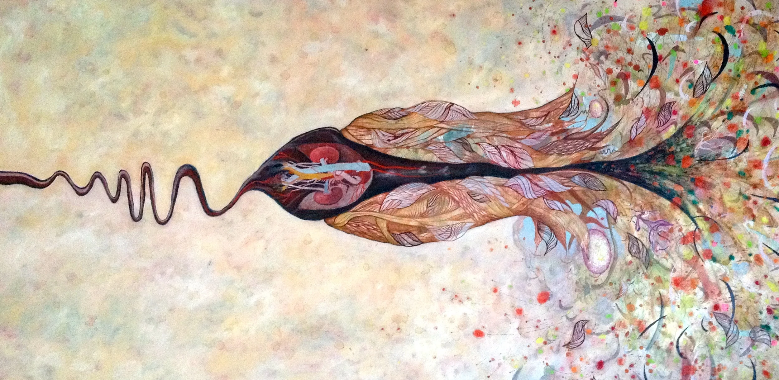 "The Female Orgasm" Mixed media on wood. 2' x 4' framed 3' x 5' $3000