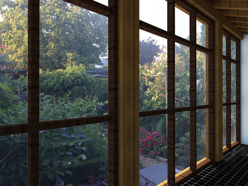    Door de toepassing van zoveel mogelijk glas en hout, krijg je op de begane grond het gevoel dat je je in de tuin bevindt   