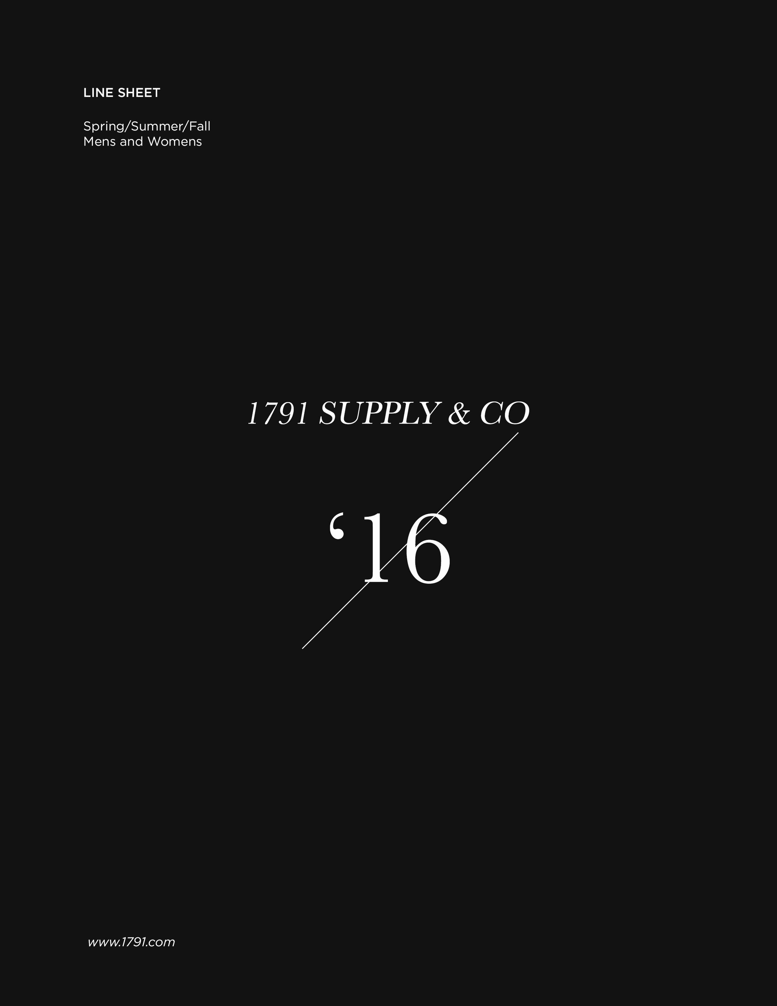 Cover page for the 1791 Line Sheet