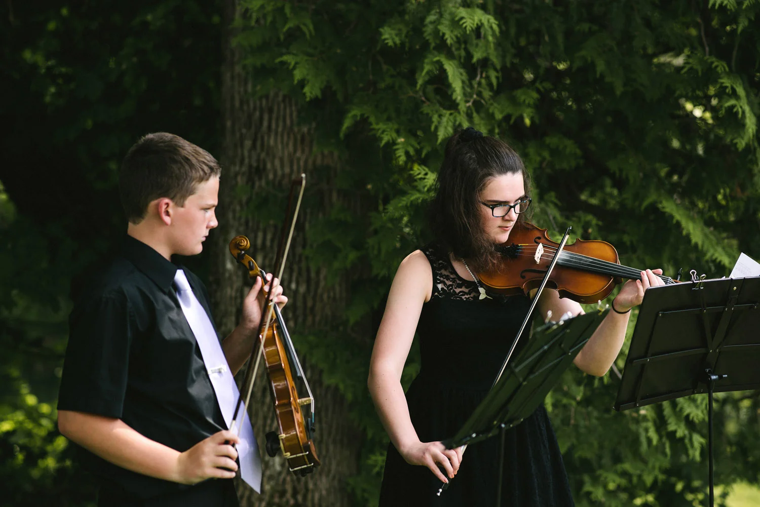 Live music for processional at outdoor wedding