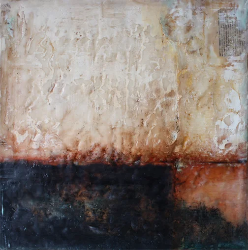 Changed, encaustic mixed media, 18"x18"