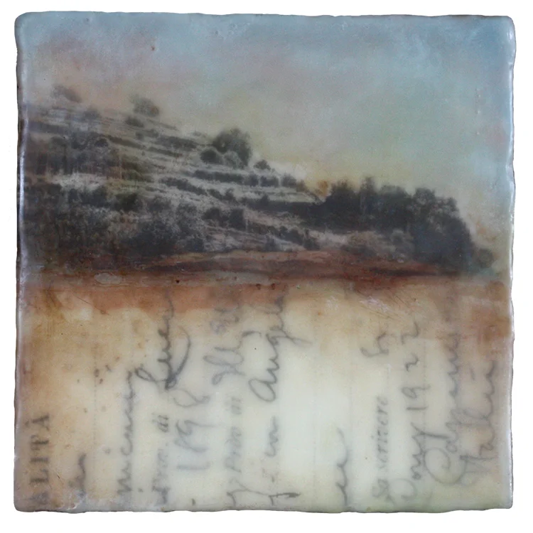 Kari Hall, On the Sanctuary Trail #2 , Encaustic mixed media, 6x6 inches