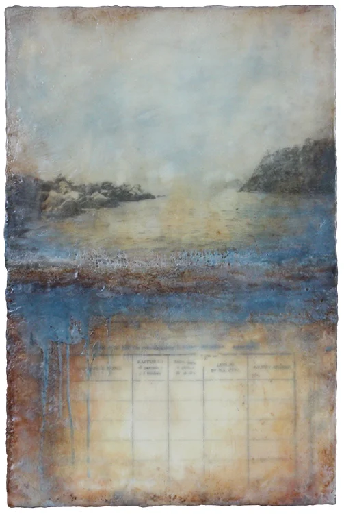 Kari Hall, Testament to the Sea , Encaustic mixed media, 18x12 inches