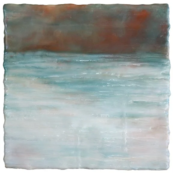 Glow After Sunset, encaustic, 8 x 8 inches, 2015, SOLD