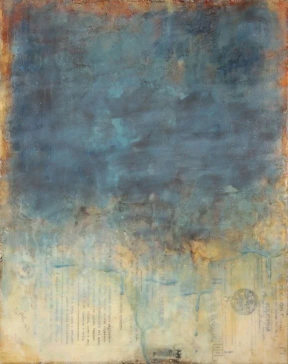Crossing the Ocean, encaustic mixed media, 20 x 16 inches (original), 2015