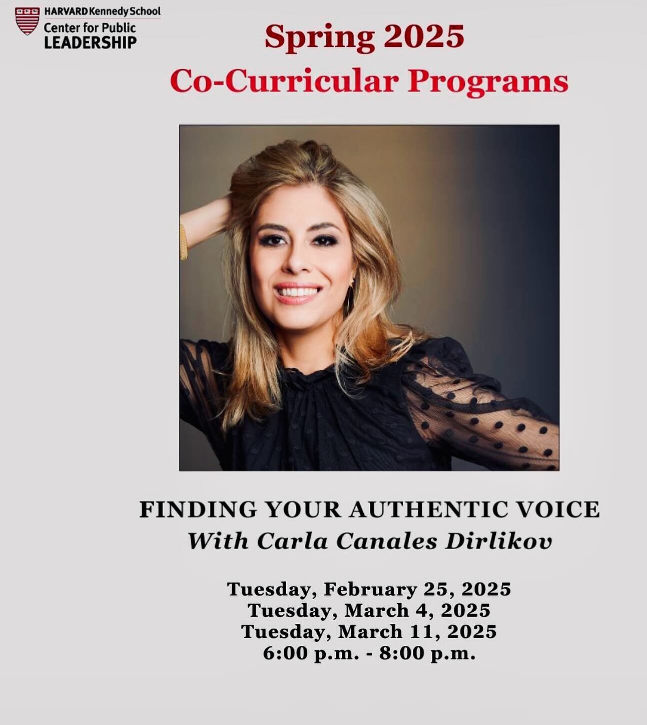 I&rsquo;m really looking forward to returning to @harvardcpl this term to lead a Co-Curricular Program titled &ldquo;Finding Your Voice&rdquo;. It&rsquo;s been an incredibly rewarding experience to offer this program several times, and each time I le