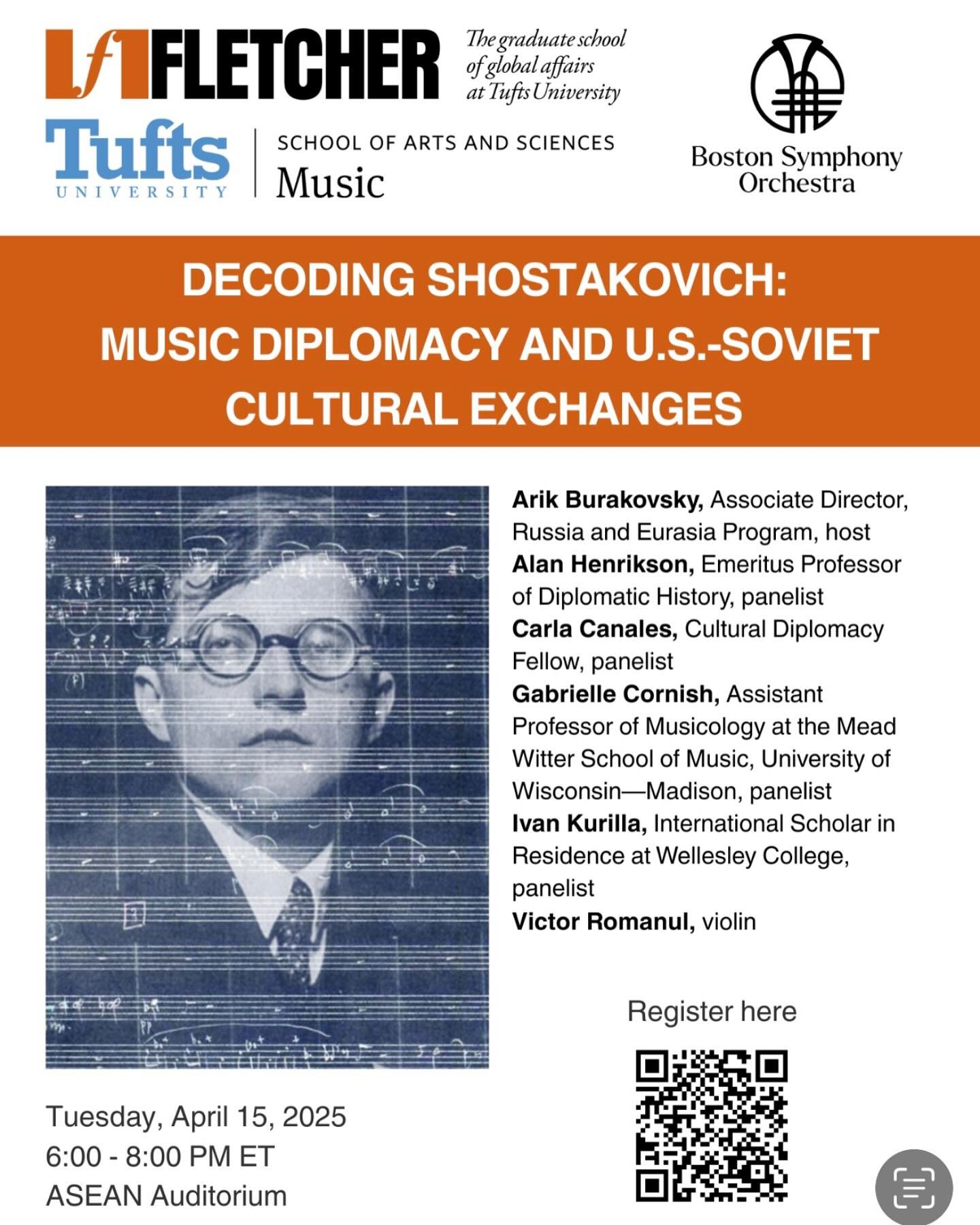 Looking forward to being back at @thefletcherschool for a talk on Shostakovich and #culturaldiplpmacy, along with a performance by a member of the @bostonsymphony!