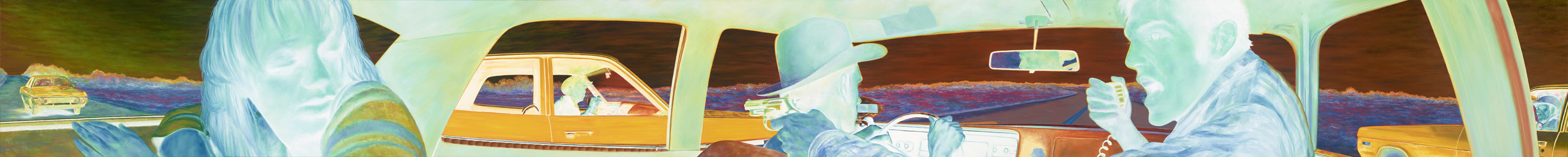 Sugarland Express Inverse 1973 Dodge Polara 2015 oil on canvas 12 x 120 inches