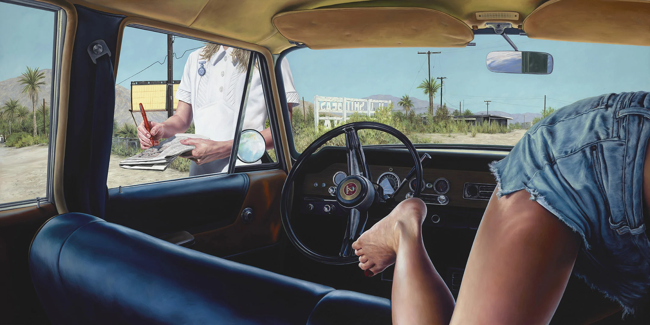 Outpost 2 2017 oil & graphite on canvas 36 x 72 inches