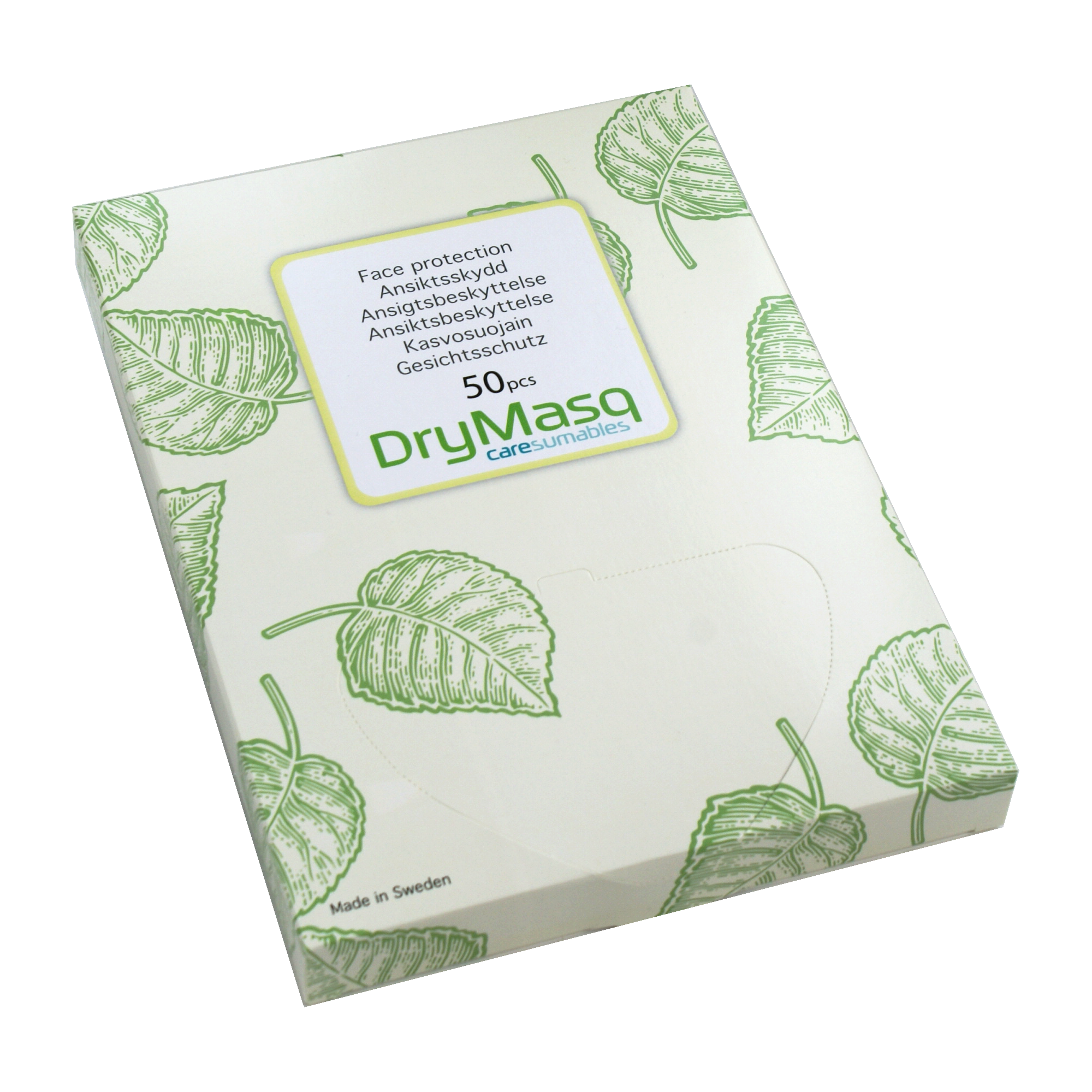 The DryMasq package looks like this when you receive it. To open, please tear off the perforated part on the top.