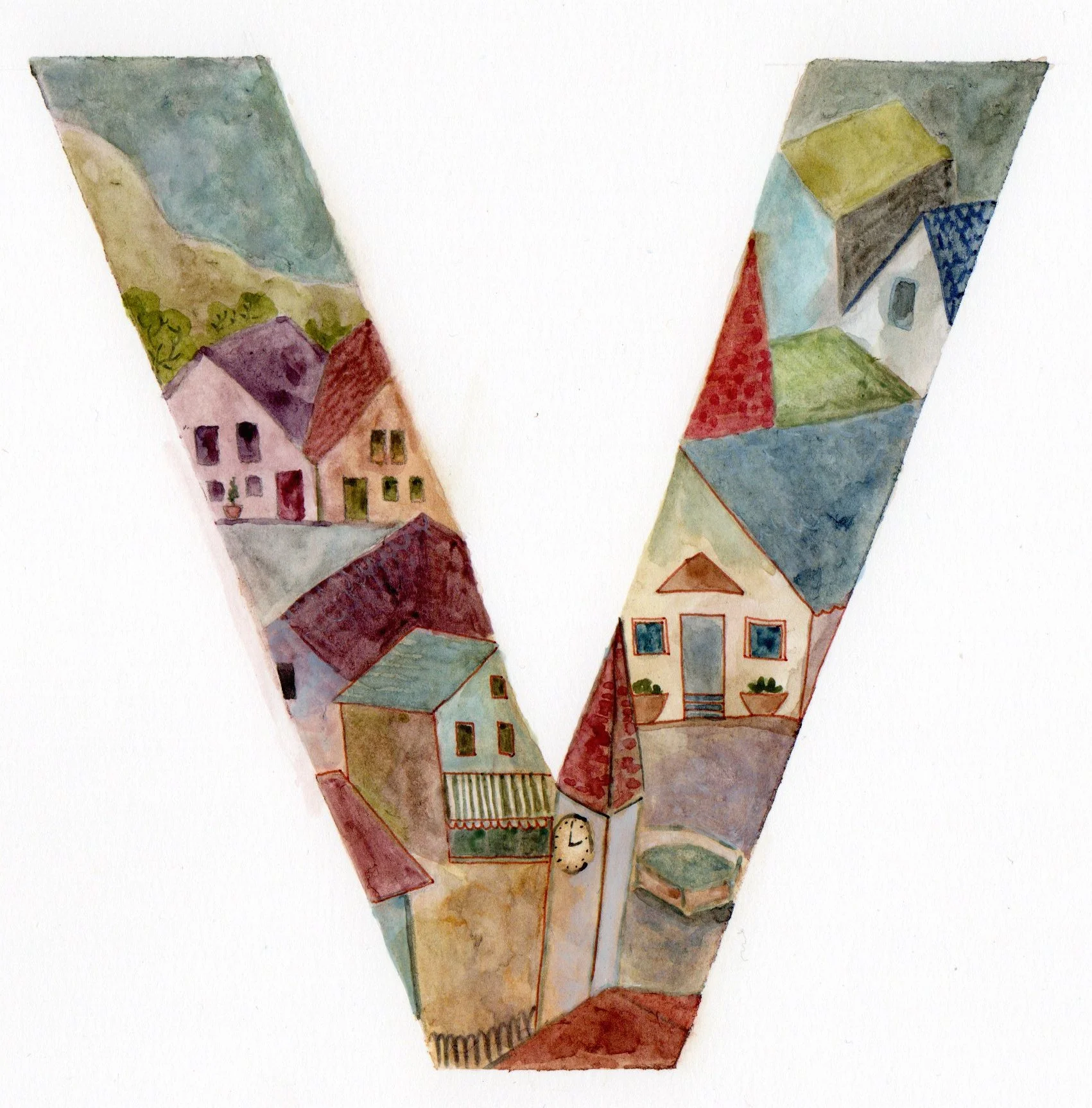 V is for Village, illustration by Ella Lapointe