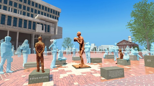 Entire concept for The Bill Russell Legacy Project at Boston City Hall Plaza