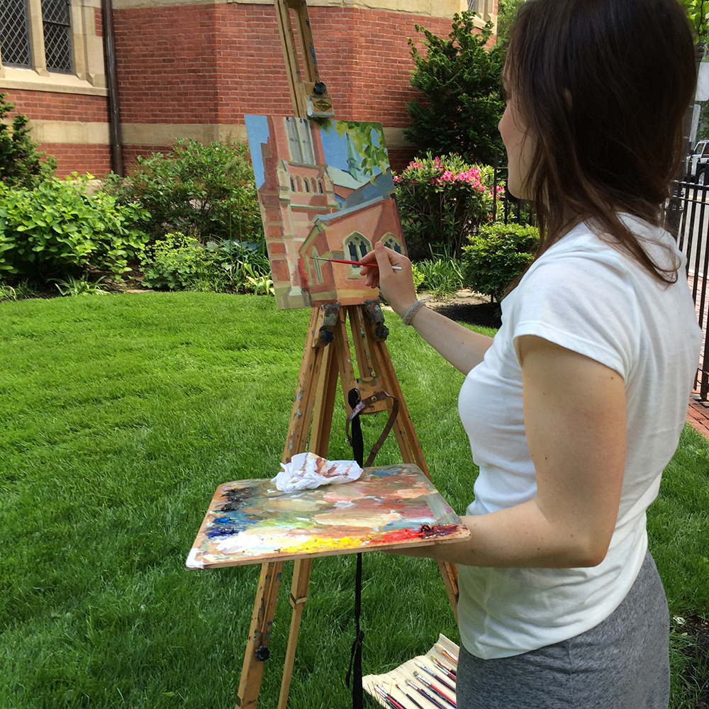 Meghan Weeks in front of The Church of the Advent