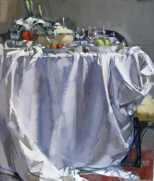 Maggie Siner 'Table & Apricots' 30 x 26