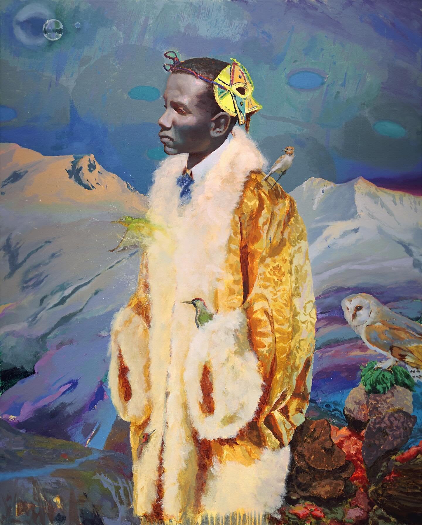 Joshua Flint&rsquo;s solo show The Night Garden opens tonight!  This is &lsquo;Bird Song&rsquo; (60x48 inches) &mdash; a painting I have been getting to know and loving over the past few days.  It is grand in scale and complex in meaning.

Josh&rsquo