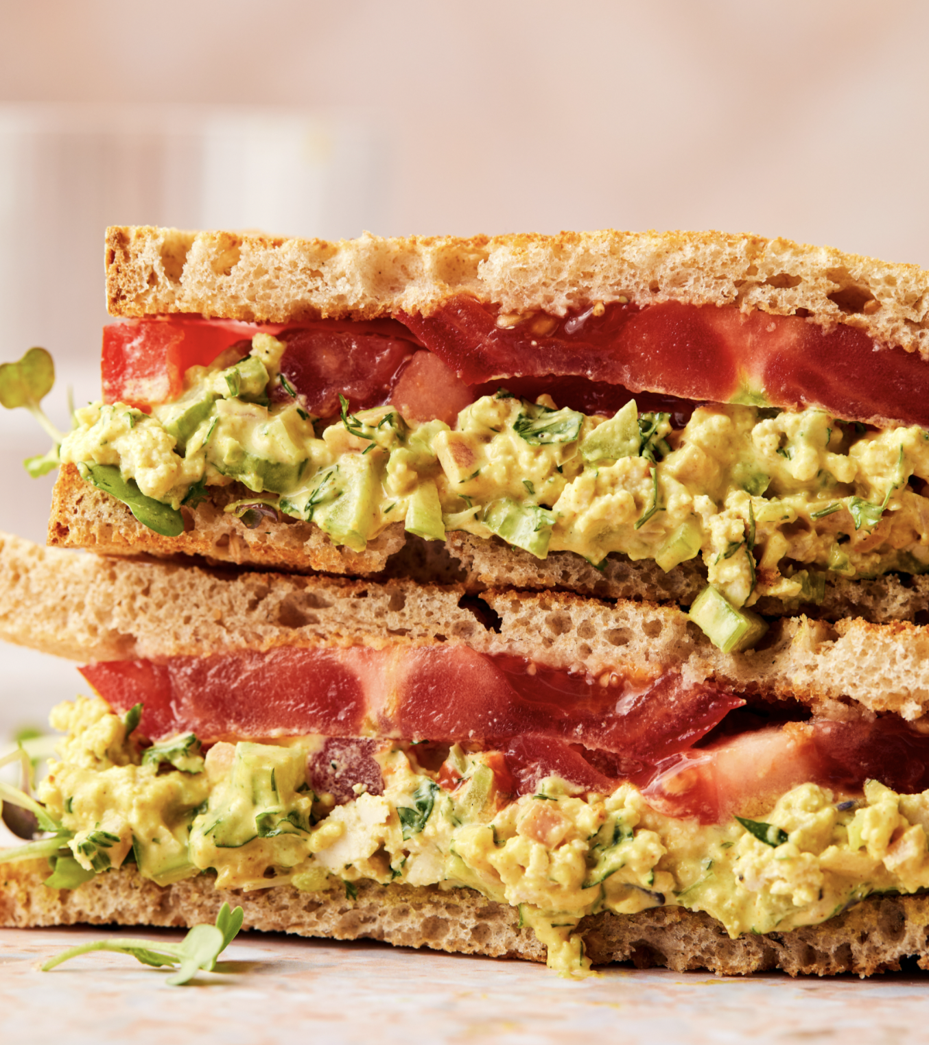 Charity Burggraaf | Cookbook Photographer | Seattle | Bellingham | Vancouver BC | A Hearty Book of Veggie Sandwiches | Jackie Freeman | Egg Salad with Tomato | Stacked Sandwich